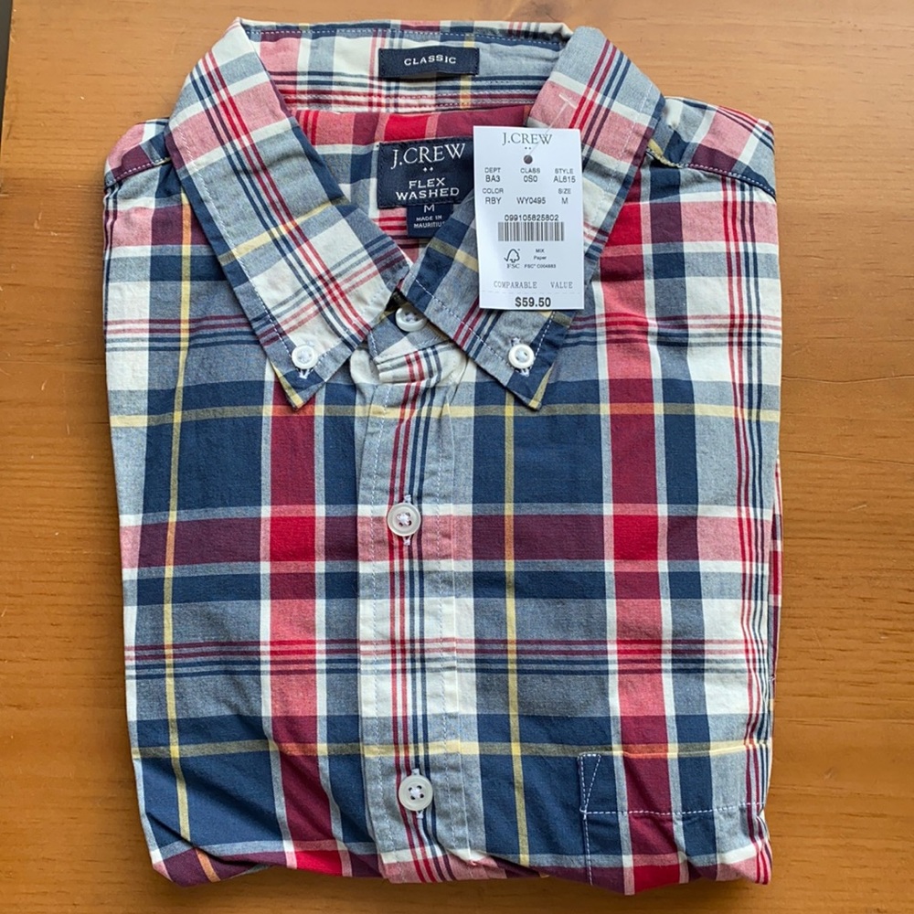 NWT: J. Crew PLAID REGULAR FLEX CASUAL SHIRT